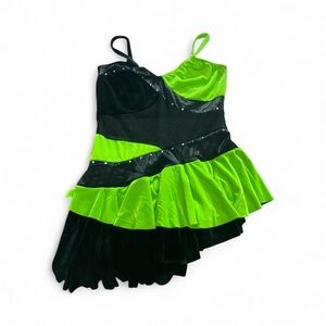 Competition Dancewear neon Latin / Rhythm style dress high-low skirt rhinestones